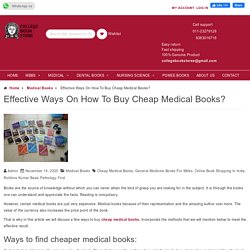 Effective Ways On How To Buy Cheap Medical Books?