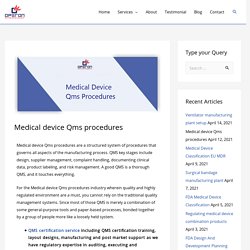 Medical device Qms procedures