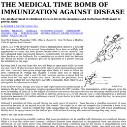 THE MEDICAL TIME BOMB OF IMMUNIZATION AGAINST DISEASE