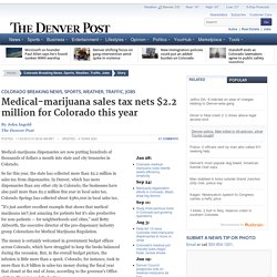 Medical-marijuana sales tax nets $2.2 million for Colorado this year