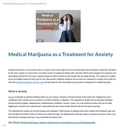 Medical Marijuana as a Treatment for Anxiety