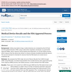 Medical Device Recalls and the FDA Approval Process - PubMed