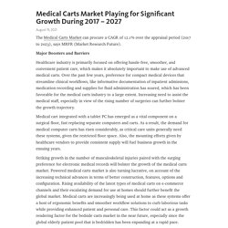 Medical Carts Market Playing for Significant Growth During 2017 – 2027 – Telegraph