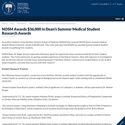 NOSM Awards $36,000 in Dean’s Summer Medical Student Research Awards