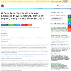Pain Relief Medication Market Emerging Players, Growth, Covid-19 Impact, Analysis and Forecast 2027