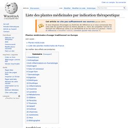 Liste des plantes médicinales par indication thérapeutique - Wikipédia - Aurora