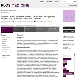 Violent Deaths of Iraqi Civilians, 2003–2008: Analysis by Perpetrator, Weapon, Time, and Location