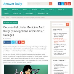 Courses list Under Medicine And Surgery In Nigerian Universities / Colleges