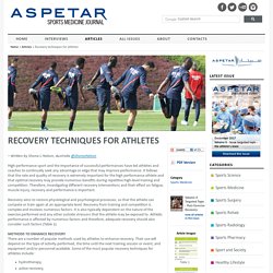 Aspetar Sports Medicine Journal - Recovery techniques for athletes