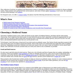 Medieval Names Archive
