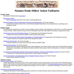 Medieval Naming Guides: Other Asian Cultures