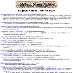 Medieval Naming Guides: English Names 1300 to 1450