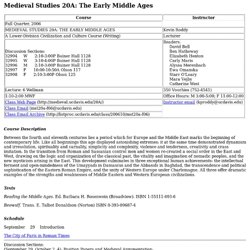 Medieval Studies 20A: The Early Middle Ages