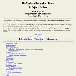 Medieval Technology Pages - Subject Index