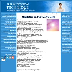 Meditation on Positive Thinking