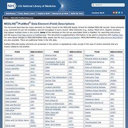 MEDLINE/PubMed Data Element (Field) Descriptions