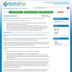 Radiation sickness: MedlinePlus Medical Encyclopedia