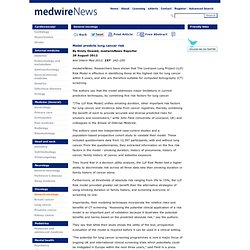 MedWire News - Oncology - Model predicts lung cancer risk