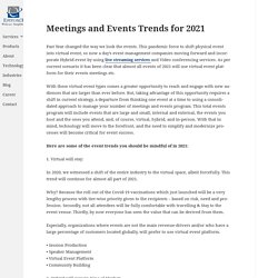 Meetings and Events Trends for 2021