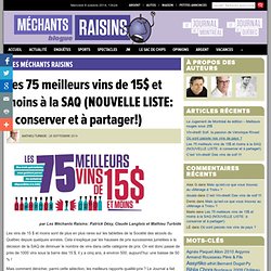 Les 75 meilleurs vins de 15$ et moins à la SAQ (NOUVELLE LISTE: à conserver et à partager!)