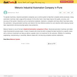 Mekonix Industrial Automation Company in Pune