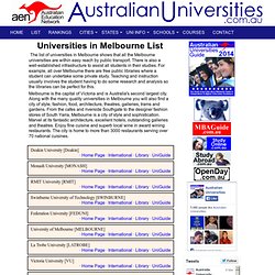 Melbourne Universities in Melbourne Australia