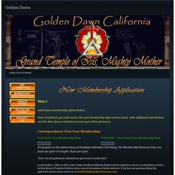New Membership Dues - Golden Dawn