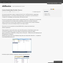 Custom Membership Provider. Часть 2 « shiftnotes