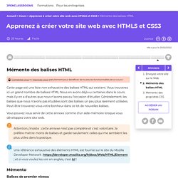 Mémento des balises HTML - Apprenez à créer votre site web avec HTML5 et CSS3