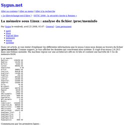La mémoire sous Linux : analyse du fichier /proc/meminfo - Sygus.net