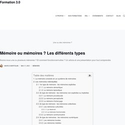 Mémoire ou mémoires ? Les différents types