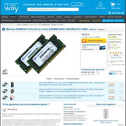 Mémoire NUIMPACT 8 Go Kit (2 x 4 Go) SODIMM DDR3 1600 MHz PC3-12800 - Mémoire - Nuimpact