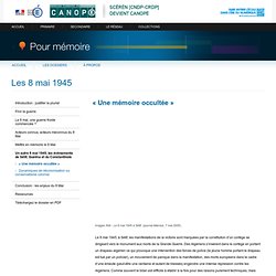 « Une mémoire occultée »- Pour mémoire - CNDP