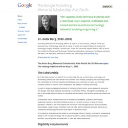 The Google Anita Borg Memorial Scholarship: Asia-Pacific