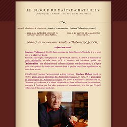 71. In Memoriam: Gustave Thibon (1903-2001). · Le journal du “Me