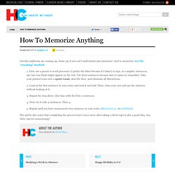 How To Memorize anything