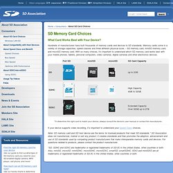 Spec. : SD Memory Card Choices