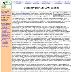 Memory part 2: CPU caches
