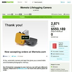 Memoto Lifelogging Camera by Memoto