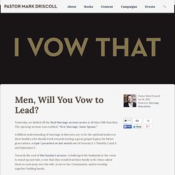 Men, Will You Vow to Lead?