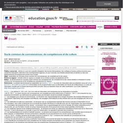 Socle commun de connaissances et de compétences - 2016