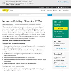 Menswear Retailing - China - 2016 : Consumer market research report