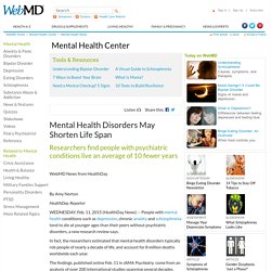 Mental Health Disorders May Shorten Life Span: Study