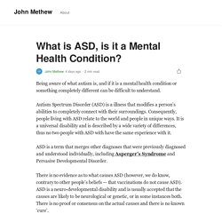 What is ASD, is it a Mental Health Condition?