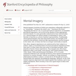 Mental Imagery (Stanford Encyclopedia of Philosophy)