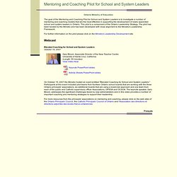 Mentoring and Coaching Pilot for School and System Leaders