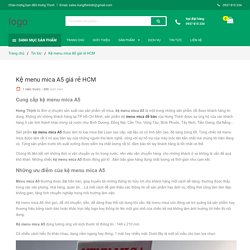 Kệ menu mica A5 giá rẻ HCM - HƯNG THỊNH
