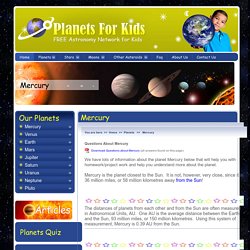 Mercury - The Planet Mercury - Mercury For Kids - Facts