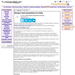 Mergers And Acquisitions In India