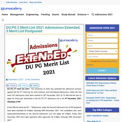 DU PG 2nd Merit List 2021 Admissions Extended